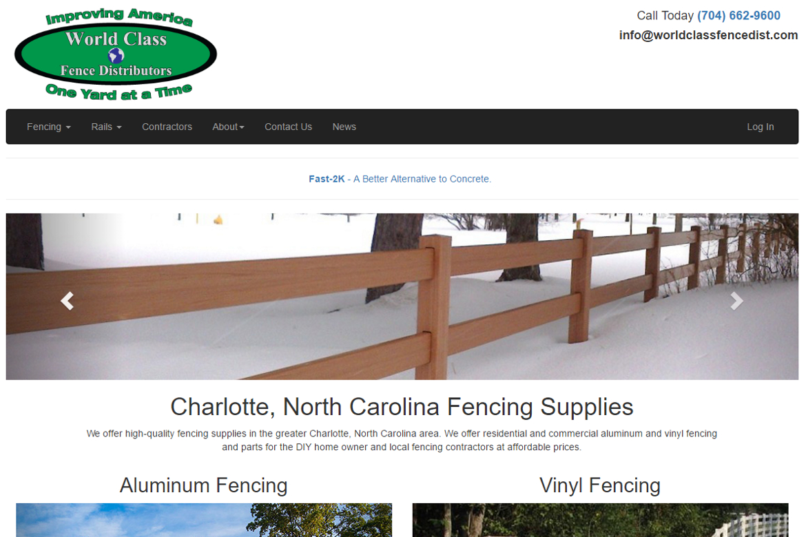 WorldClassFenceDistributors.com Home or Landing Page